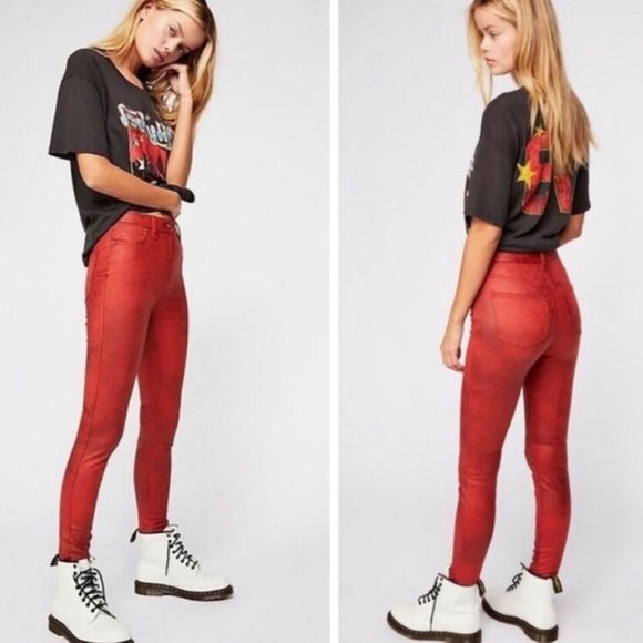 Free People Pants - FREE PEOPLE We The Free Red Skinny Vegan Pants 29